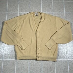 Vintage Lord Jeff Cardigan Sweater Mens Large Cream  Knit Button Made In USA 90s